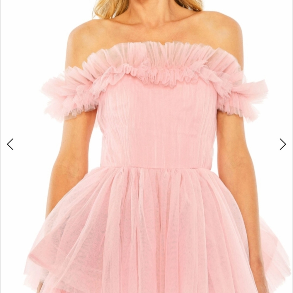 MAC DUGGAL Strapless High Low Tulle Gown , Pink, Size 4, NWT - Picture 5 of 7